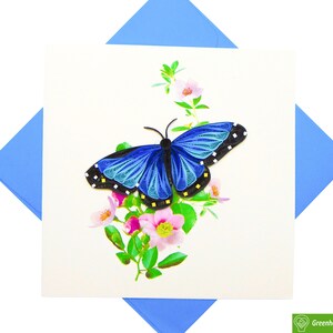 Biglietto d'auguri quilling con farfalla di Ulisse, unico dedicato fatto a mano/arte fatta a cuore. Biglietto d'auguri di design per tutte le occasioni