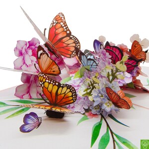 Giardino di farfalle, biglietto pop-up, biglietti d'auguri pop-up 3D - Arte unica, dedicata, fatta a mano/con il cuore. Biglietti d'auguri di design per ogni occasione.