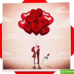 Floating on Love, biglietto di auguri con quilling - Arte unica dedicata fatta a mano/con il cuore. Progetta un biglietto di auguri per tutte le occasioni di GREENHANDSHAKE