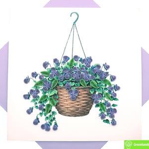 Violet Beauty in Bloom, Cartão de saudação Quilling - Arte exclusiva, dedicada, feita à mão/feita com o coração. Design de cartão de saudação para todas as ocasiões