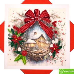 Biglietto di auguri natalizio "Villaggio di Babbo Natale" con quilling - Dedicato unico, fatto a mano/con il cuore. Progetta un biglietto di auguri per tutte le occasioni