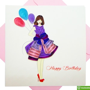 Biglietto d'auguri quilling per ragazza di compleanno - Arte unica fatta a mano dedicata. Biglietto d'auguri di design per tutte le occasioni di GREENHANDSHAKE