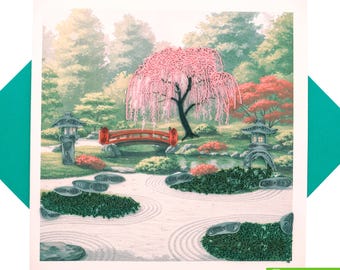 Biglietto di auguri quilling Whispers of Japan: biglietto d'auguri artistico fatto a mano