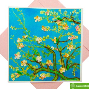 Il fiore di mandorlo di Van Gogh (1890) Biglietto di auguri con arte quilling per tutte le occasioni