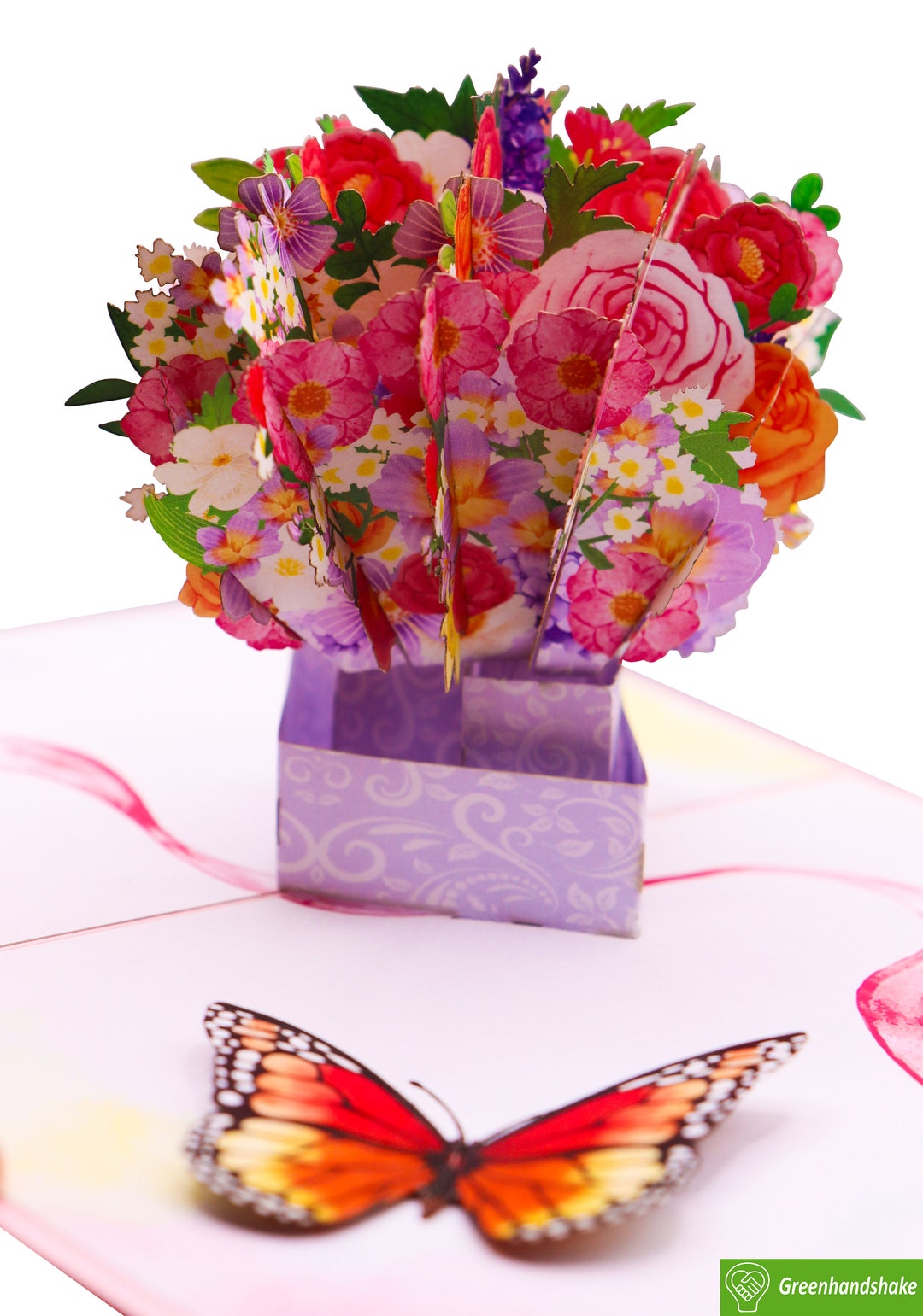 Blooms & Butterfly Pop-up Card: Handmade 3D Greeting Card - Etsy