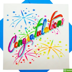 Congratulazioni! Biglietto d'auguri quilling - Arte unica dedicata fatta a mano. Biglietto d'auguri di design per tutte le occasioni di GREENHANDSHAKE
