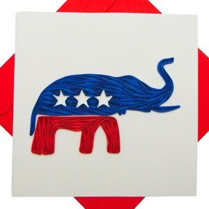 Empowerment dell'elefante, carta simbolo repubblicano, patriottico americano, carta quilling, cartolina d'auguri di design per tutte le occasioni