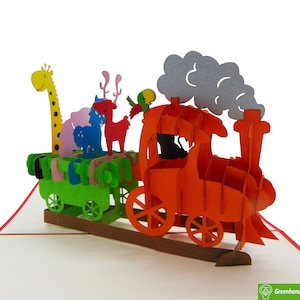 Birthday Express, Pop Up Card, 3D Popup Greeting Cards - Unikatowa, poświęcona, ręcznie robiona/sercowa sztuka. Projekt karty okolicznościowej na każdą okazję