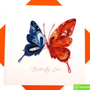 Whispers of Butterfly Love, biglietto di auguri Quilling - Arte unica dedicata fatta a mano. Progetta un biglietto di auguri per tutte le occasioni di GREENHANDSHAKE
