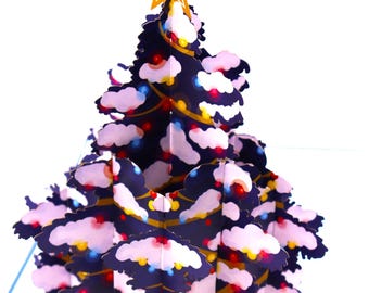 Tarjeta desplegable de árbol de Navidad 3D: saludo navideño hecho a mano