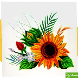 Cartão de felicitações de buquê de girassol - arte artesanal exclusiva e dedicada. Design de cartão comemorativo para todas as ocasiões por GREENHANDSHAKE