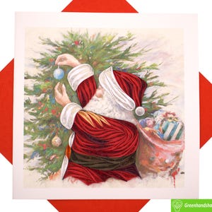 Biglietto d'auguri vintage con decorazione dell'albero di Babbo Natale, quilling, unico, dedicato, fatto a mano/con il cuore. Progetta un biglietto d'auguri per tutte le occasioni