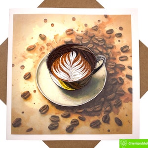 Coffee Time Cheers Quilling-wenskaart - Unieke, toegewijde handgemaakte kunst. Ontwerpwenskaart voor alle gelegenheden van GREENHANDSHAKE