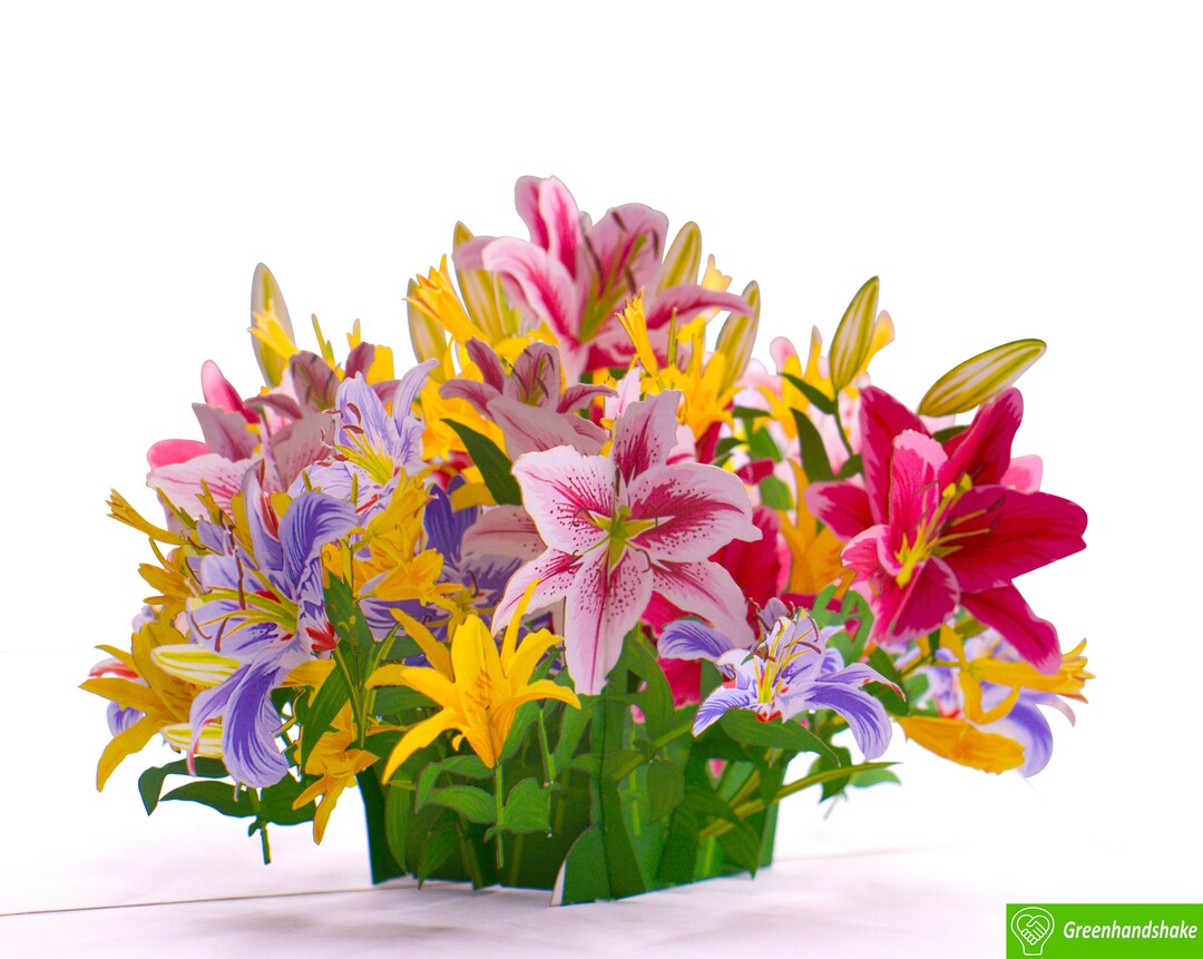 Handmade Lily Bouquet Pop up Card: 3D Floral Greeting Card - Etsy