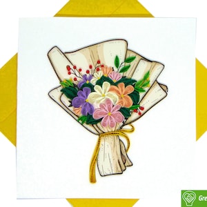 Cartão de felicitações de buquê de flores – arte exclusiva dedicada à mão/feita com coração. Design de cartão comemorativo para todas as ocasiões por GREENHANDSHAKE