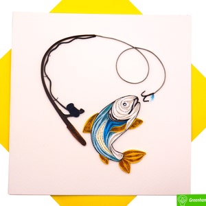 Fisher's Delight, biglietto d'auguri quilling - Arte unica dedicata fatta a mano/fatta con il cuore. Biglietto d'auguri di design per tutte le occasioni di GREENHANDSHAKE