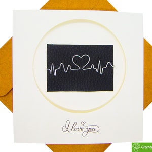 Battito cardiaco, biglietto d'auguri 3D in filo di rame unico, arte fatta a mano dedicata unica. Biglietto d'auguri di design per tutte le occasioni di GREENHANDSHAKE