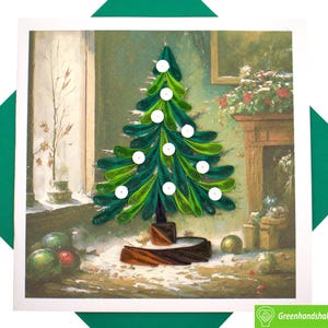 Biglietto di auguri con quilling di albero di Natale decorato - Unico, dedicato, fatto a mano/con il cuore. Progetta un biglietto di auguri per tutte le occasioni