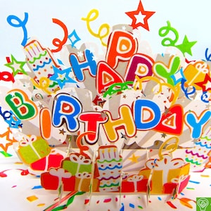 Joyeux anniversaire, carte pop-up, cartes de voeux pop-up 3D - oeuvre d'art unique dédiée fait main/fait main. Créez une carte de voeux pour toutes les occasions