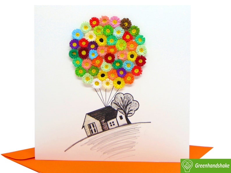 Up House With Balloons Quilling Greeting Card Unique Etsy