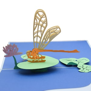Libellule, carte pop-up, cartes de voeux pop-up 3D - oeuvre d'art unique dédiée fait main/fait main. Créez une carte de voeux pour toutes les occasions