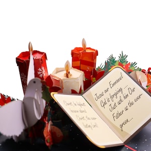 Serenidade e Fé Natal, Cartão Pop Up, Cartões de Saudação Popup 3D - Arte Única Dedicada Feita à Mão/Feita do Coração