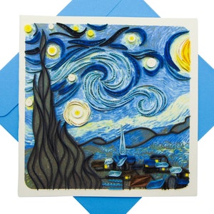La Nuit étoilée de Van Gogh (1889) Carte de voeux d'art Quilling pour toutes les occasions