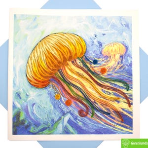 Biglietto di auguri con quilling vibrante Jellyfish Wonderland - Arte unica fatta a mano dedicata. Biglietto di auguri di design per tutte le occasioni di GREENHANDSHAKE