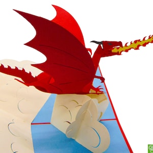 Drache, Pop Up Karte, 3D Popup Grußkarten - Einzigartige Handgemachte/Herzgemachte Kunst. Design Grußkarte für jeden Anlass