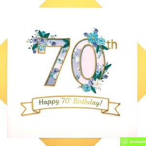 Cheers to 70 Years, biglietto di auguri Quilling - Arte unica dedicata fatta a mano/con il cuore. Progetta biglietti di auguri per tutte le occasioni