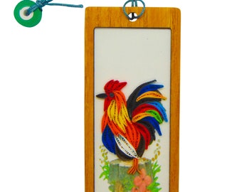 Rooster, Unique Quilling Bookmark, Gift for Book Lovers Readers, Mothers Day Christmas Valentine, Teachers, Students, Men and Women