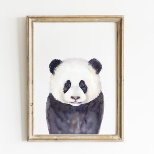 Panda nursery print. Watercolor baby panda wall art. Printable woodland animals art. Cute panda bear digital print. Modern nursery decor.