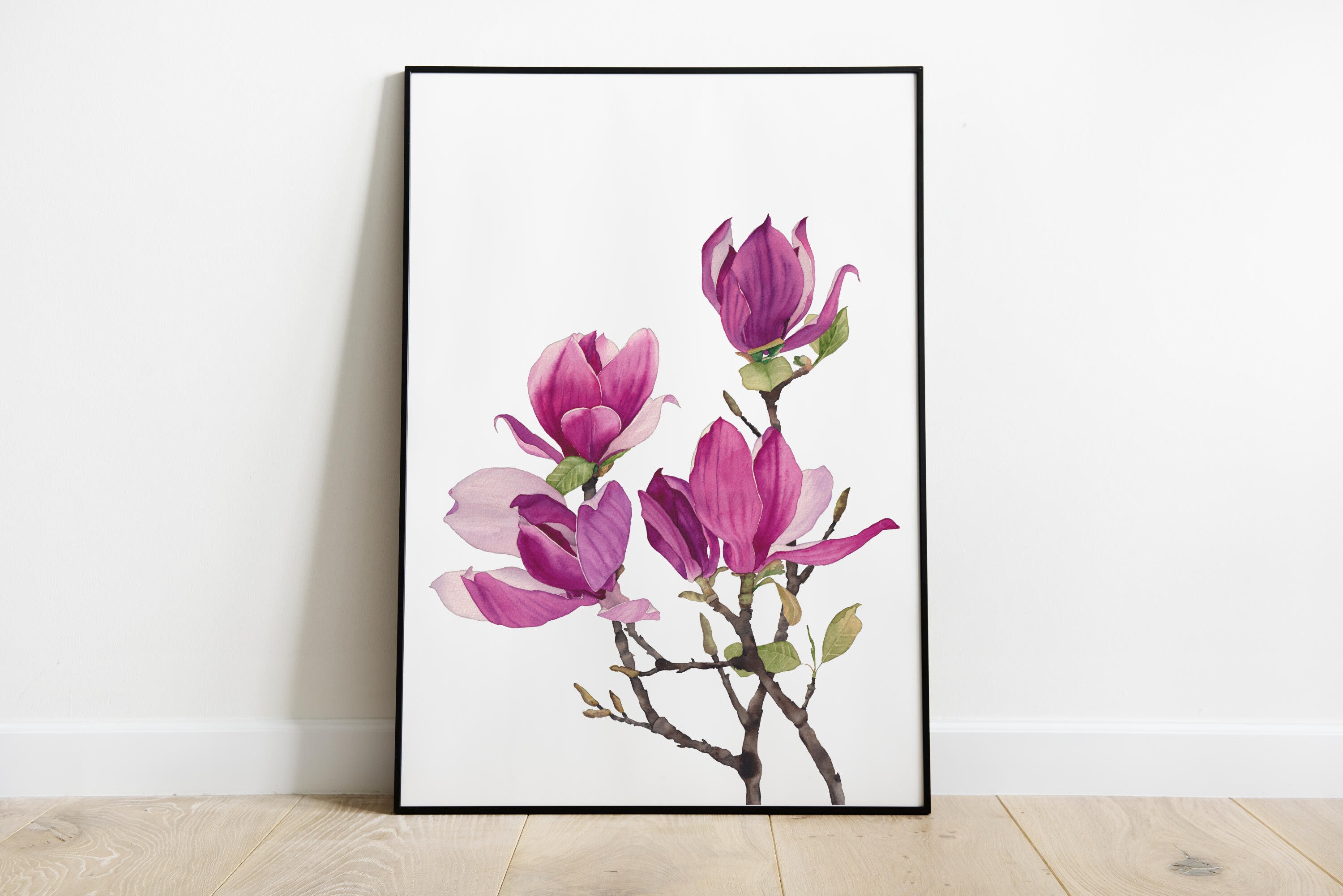 Watercolor magnolia printable wall art. Digital download | Etsy