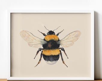 Watercolor Bumblebee Art Print: Insect Wall Art (Digital Download)