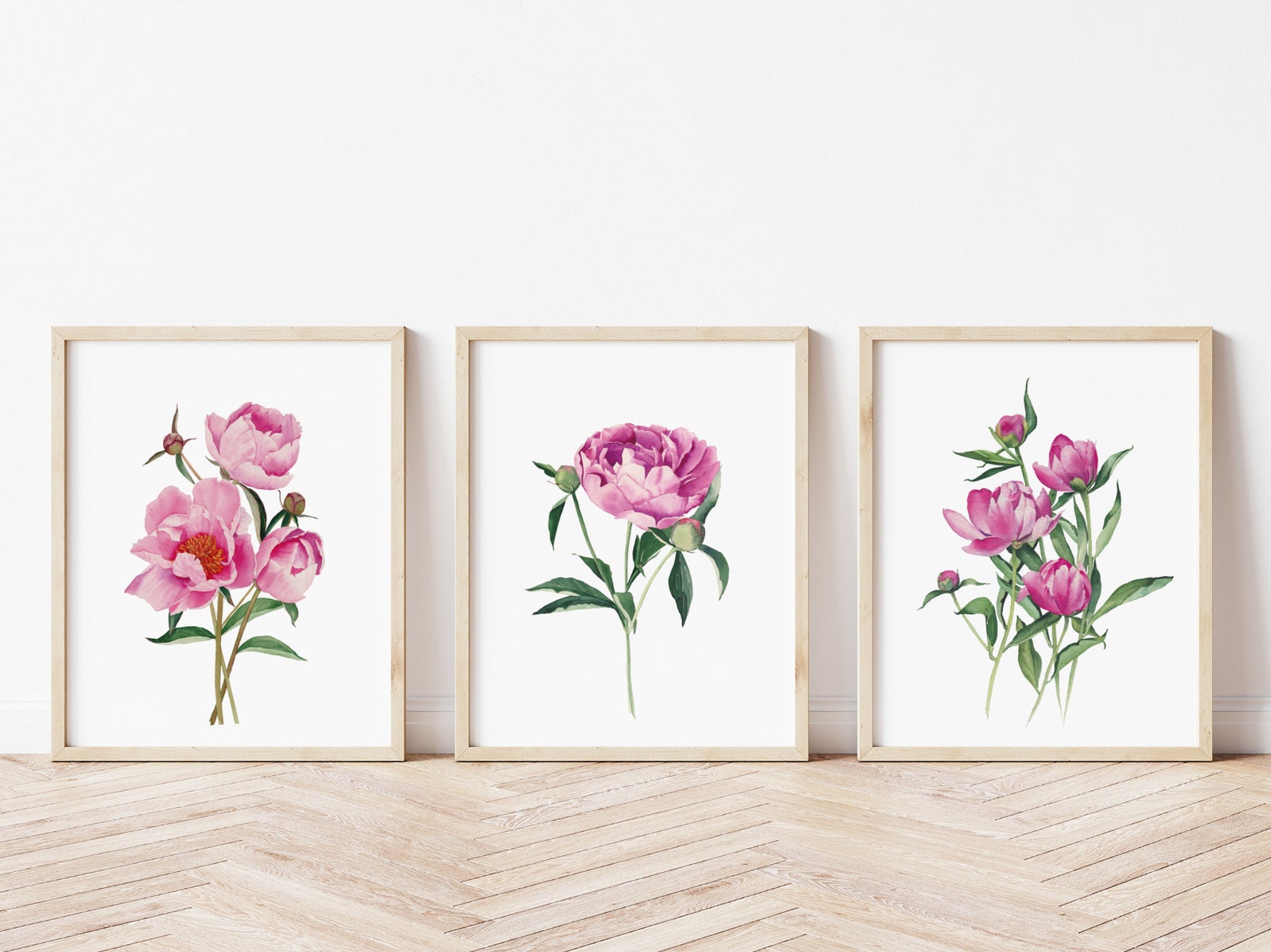 Peonies Printable Wall Art Set of 6. Watercolor Floral Gallery - Etsy