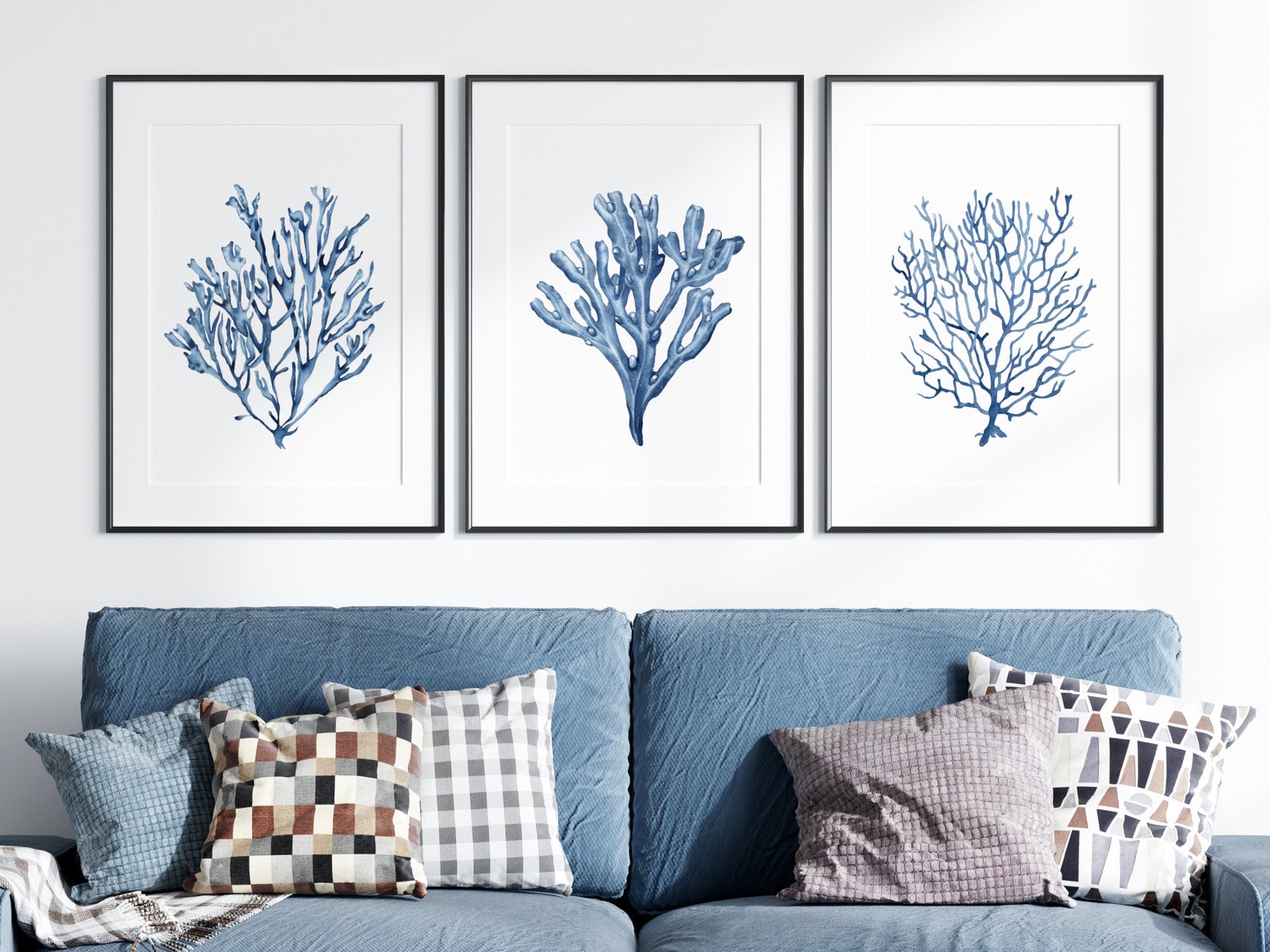 Blue Shell Ptints Blue Shell Prints Set of 6. Navy Algae, Starfish Printable Wall Art ...