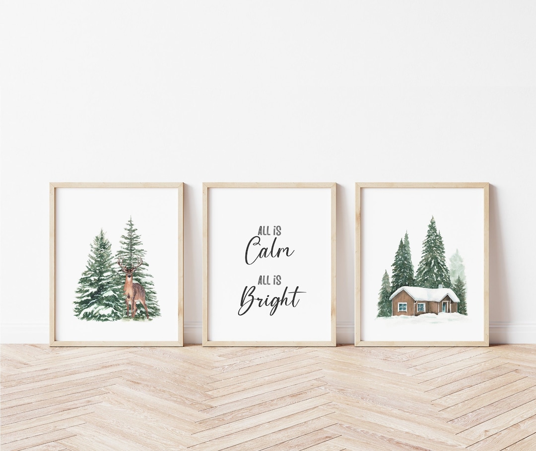 Winter Trees Printable Wall Art. Set of 3 Christmas Tree Prints ...