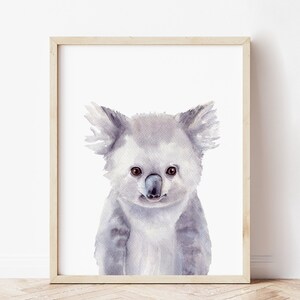 Watercolor koala peekaboo print. Cute koala nursery wall art. Printable Australian animals. Koala bear digital print. Wild animals kids room