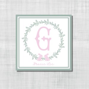 Bunny Wreath Personalized Enclosure Cards