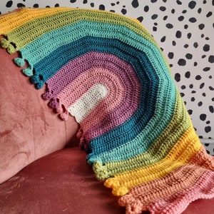 Handmade crochet rainbow comforter blanket - small  - baby girl gift, baby boy gift, baby shower gift, rainbow blanket, comforter blanket