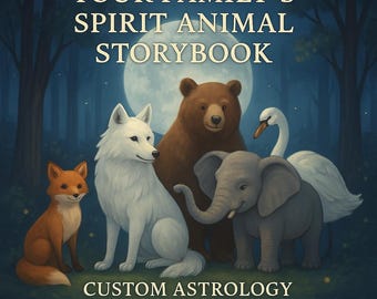 Cuento personalizado de animales espirituales familiares / Cuento de hadas astrológico personalizado para dormir / Recuerdo mítico para familias y niños