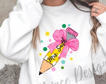 Preppy Teacher PNG, Custom Teacher Name, It Takes a Big Heart PNG, Doodle Png,