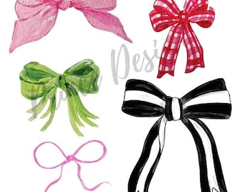 Preppy Bow PNG Set, Coquette for Sublimation, Scrapbooking, Invitations, Stationery, Digital Download