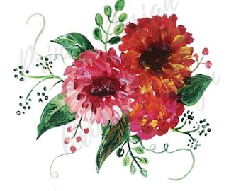 Floral Watercolor PNG |Flower Clipart for Sublimation, Invitations, Crafts & Design | Botanical Digital Download