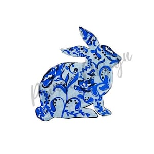 Chinoiserie Watercolor Bunny PNG