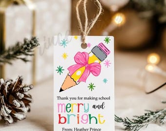 Christmas Teacher Gift Tag, Printable label for Teachers, Instant Download