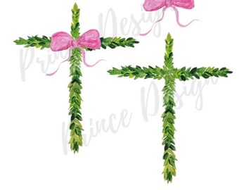 Preppy Easter Cross PNG Floral Christian Clipart Digital Download Sublimation Graphics