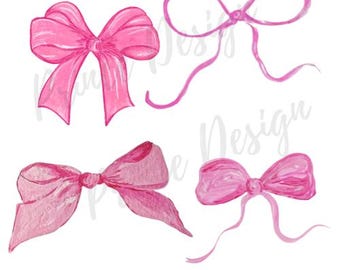 Pink Bow PNG Set | Preppy Clipart for Mugs, Shirts, DIY Gifts, Sublimation, Digital Projects