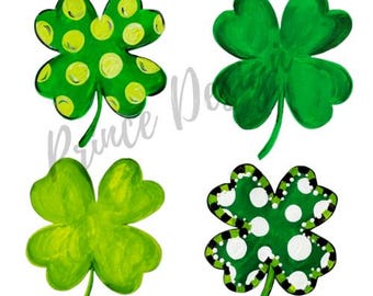 Four Leaf Clover PNG Bundle, Lucky Clover Clipart,St. Patrick’s Graphics, Digital Design