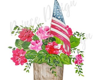 July 4th Digital Download, Patriotic Design, PNG Sublimation, American Flag watercolor, Seasonal Celebration